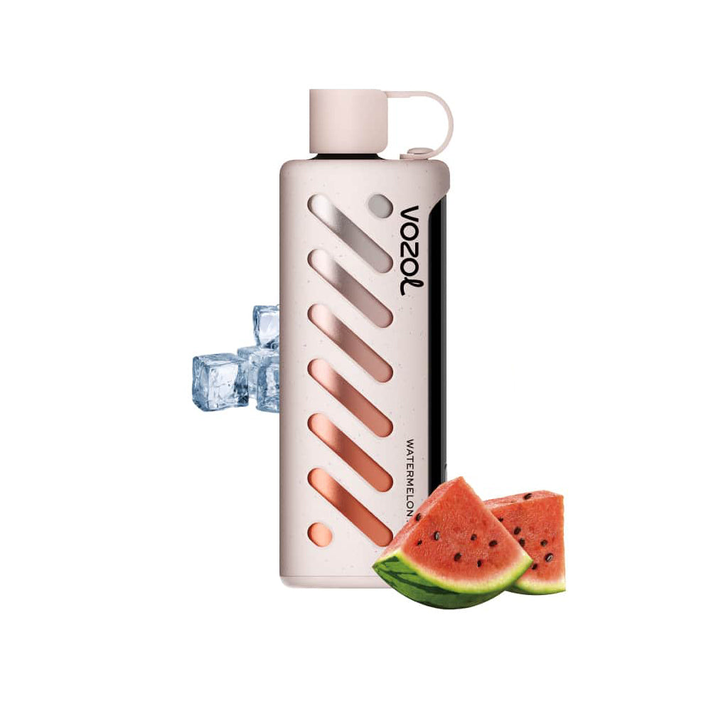 VOZOL GEAR 25000 Watermelon Ice E-Zigarette mit stylischem Design, frischer Wassermelone und Eiswürfeln für kühlen Sommergenuss.