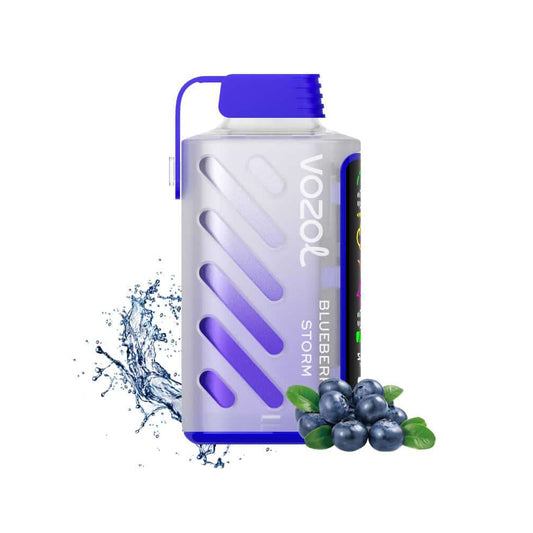 VOZOL GEAR 20000 Blueberry Storm Vape mit intensiver Blaubeernote und stylischem Design. E-Liquid für 20.000 Züge mit fruchtigem Aroma.