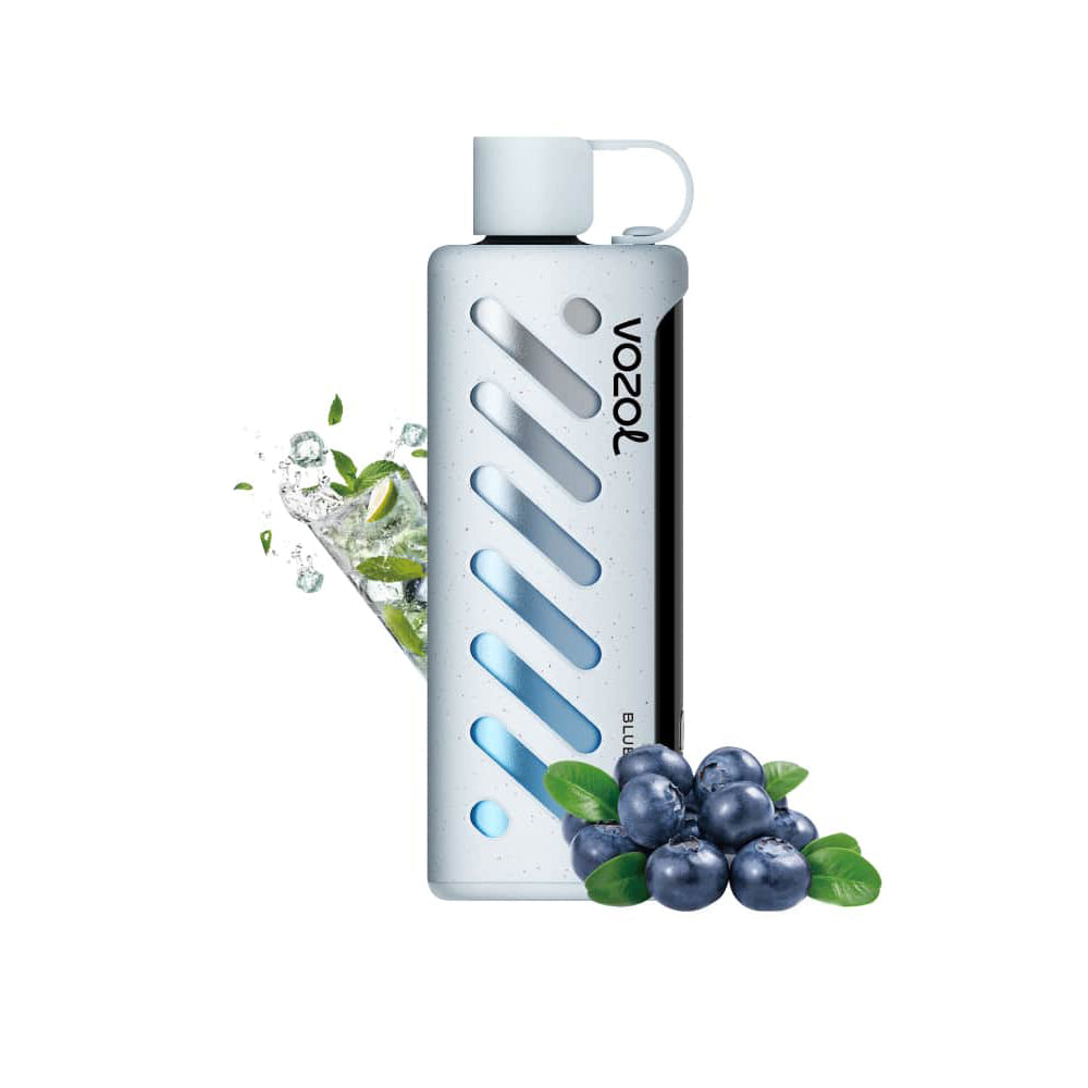 VOZOL GEAR 25000 Blue Mojito E-Liquid mit frischer Minze, Limette und Blaubeeren. Stylisches Vape-Design für bis zu 25.000 Züge.