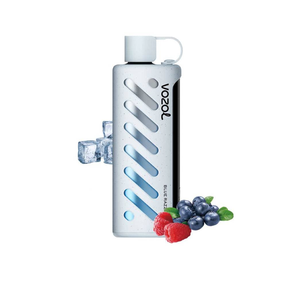 VOZOL GEAR 25000 Blue Razz Ice E-Zigarette mit Blaubeeren, Himbeeren und Eiswürfeln. Blaue Himbeer Vape kaufen für bis zu 25.000 Züge.