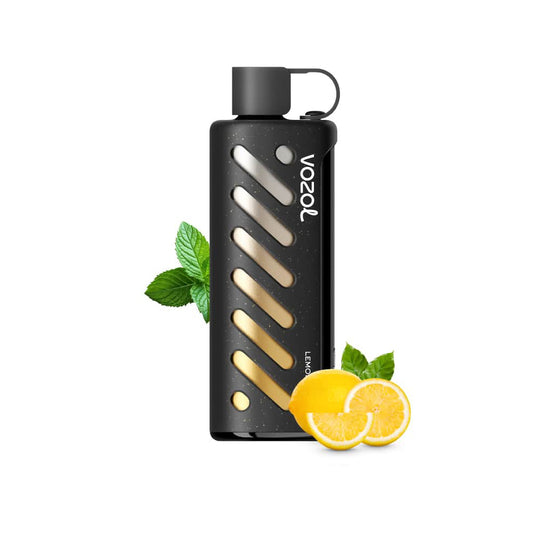 VOZOL GEAR 25000 Lemon Mint E-Zigarette mit schwarzem Gehäuse, Zitronenscheiben und frischer Minze. Erfrischende Vape kaufen.