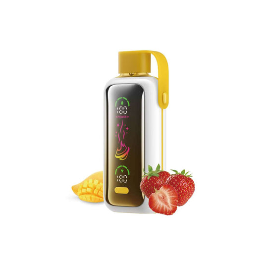 VOZOL STAR 20000 Strawberry Mango E-Zigarette mit Display, gelbem Mundstück und fruchtigen Erdbeer- und Mangostücken. Fruchtige Vape kaufen.